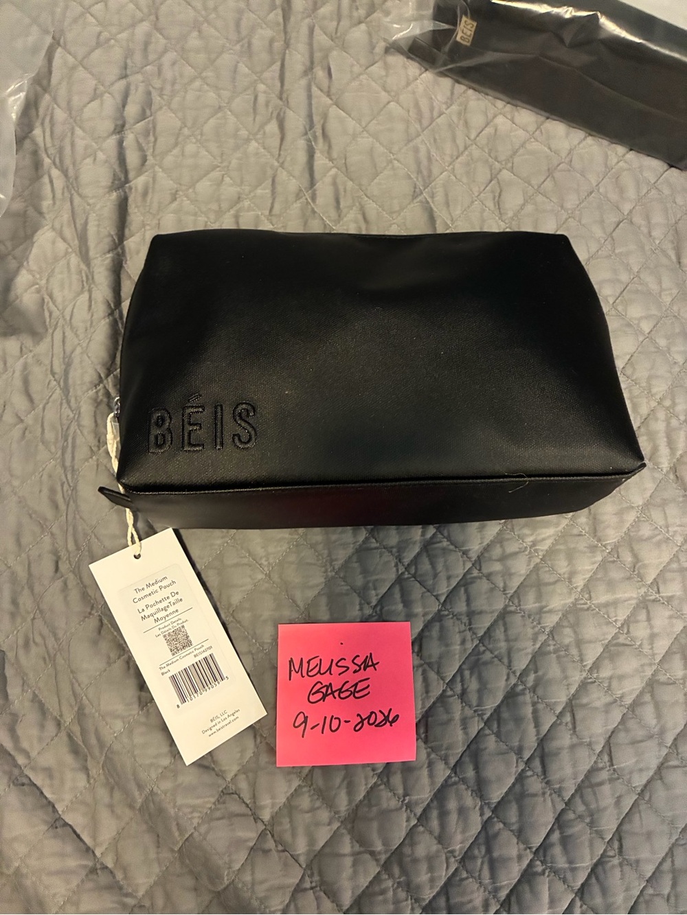 BEIS Black Embossed Travel Toiletry Bag